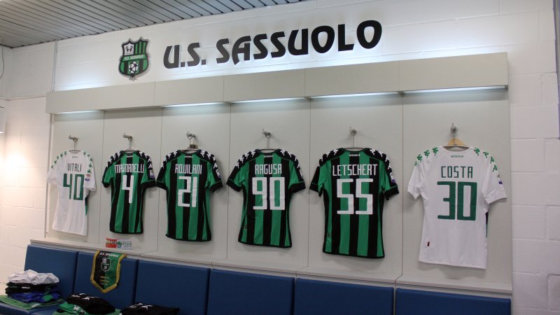 I garderoben til Sassuolo på Mapei Stadium.